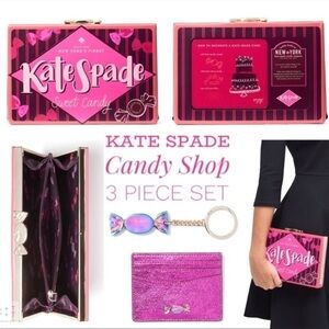 Kate Spade Candy Wrapper Clutch Bag NWT and Keychain Card Case Boxed Set